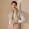 2025 summer new printed square scarves, wholesale, French retro imitation silk neck scarves, 90s-style small square neck scarves for women.