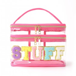 Embroidered and custom seersucker cosmetic bag, cross-border striped portable storage bag, popular travel organizer, in stock on Etsy