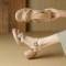 Waterproof nude high heels for women, 2025 new style, retro square-toed, open-toed sandals.