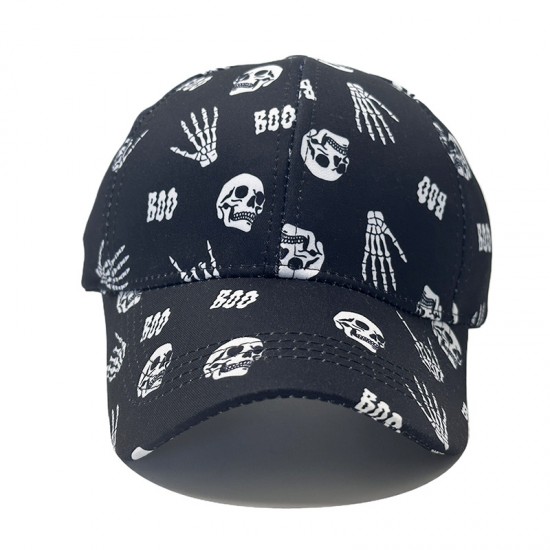New cross-border skull-print baseball caps for men, outdoor personalized graffiti sun hats for women, casual sun protection and visor caps.