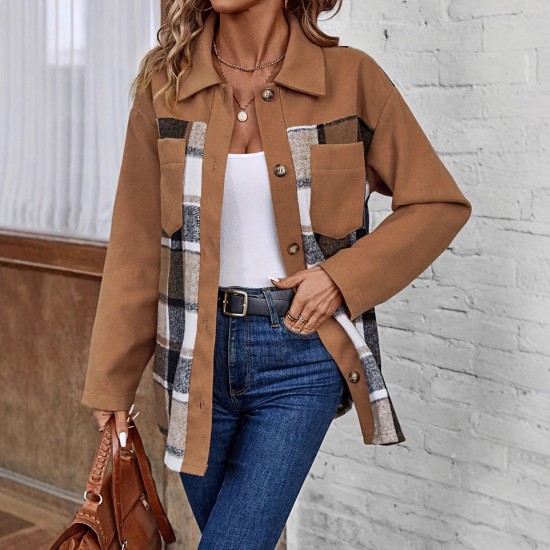 Foreign Trade European and American Fashion Lapel Plaid Long Sleeve Jacket: 2025 Autumn and Winter Women's Single-Breasted Versatile Casual Jacket Foreign Trade European and American Fashion Lapel Plaid Long Sleeve Jacket: 2025 Autumn and Winter Women's Single-Breasted Versatile Casual Jacket