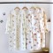 Women's summer thin, loose, short-sleeved artificial cotton loungewear, pajamas, and a fresh floral cotton bra.