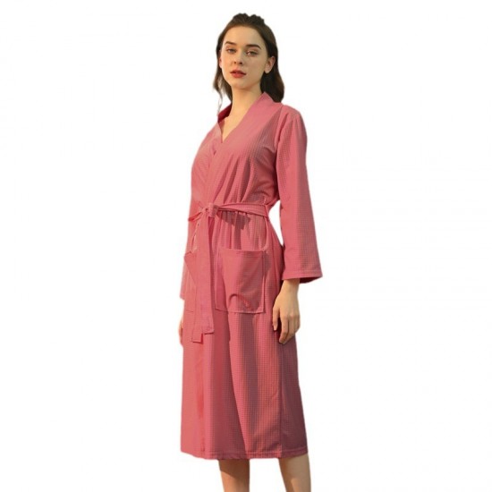 Summer Thin Absorbent Bathrobes for Women, Men's Plus-Size Waffle-Patterned Bathrobes for Hotels and Hot Springs