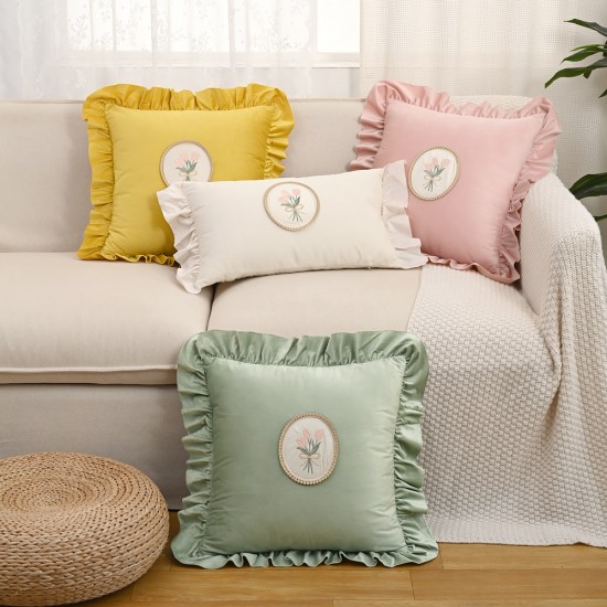 Cross-border Nordic ins retro tulip bouquet ruffled skirt pillow Home Decor: Sofa, Living Room, Bed Cross-border Nordic ins retro tulip bouquet ruffled skirt pillow Home Decor: Sofa, Living Room, Bed