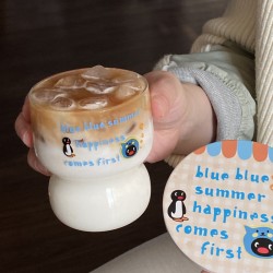 Cute and quirky tomato KT ceramic mug, American coffee cup with cartoon Hello Kitty illustration, couple's water cup