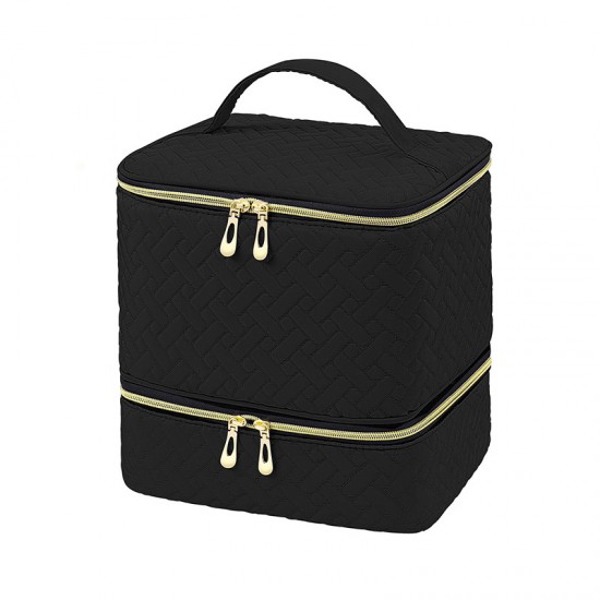 Feihong cross-border vertical striped storage bag, high-quality corduroy cosmetic bag, large-capacity portable toiletries bag.