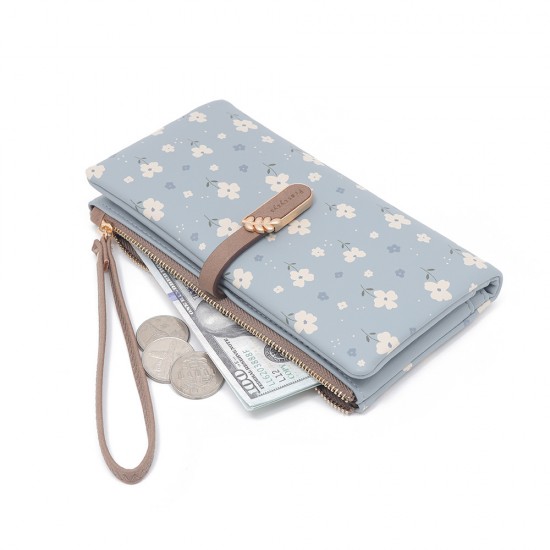 Lianbu 2024 New Long Wallet, Women's Small Fresh Print, Buckle Zipper, Multifunctional Large-Capacity Phone Bag