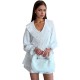2025 summer new style lace-up shirt and shorts two-piece suit for women, French-style loose-fitting flared sleeve casual top and shorts set
