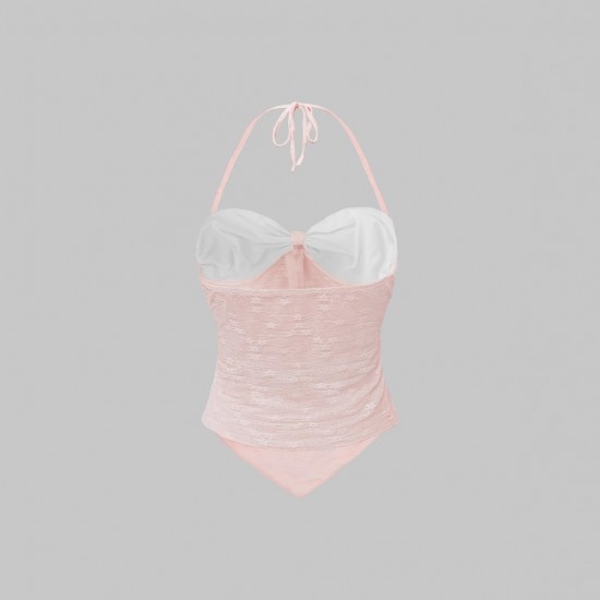 2025 Spring/Summer New Simple Elastic Waist Pants with Contrast Stripes and Ruffled Ruffles, Sexy Tank Top and Shorts Set