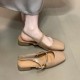 Color-blocked retro chic! Square-toed suede single-strap wedge slippers for women, Korean-style summer open-toe high-heeled sandals. Color-blocked retro chic! Square-toed suede single-strap wedge slippers for women, Korean-style summer open-toe high-heeled sandals.