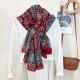 Ethnic cashew print long scarf for women, luxurious and versatile, classic pattern, sun protection silk scarf for travel Ethnic cashew print long scarf for women, luxurious and versatile, classic pattern, sun protection silk scarf for travel