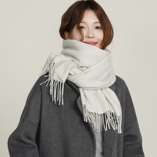 Women's winter imitation cashmere, artistic autumn and winter, thickened, warm, dual-use, solid color, Korean-style, stylish scarf