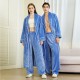 Autumn and winter coral fleece robes for men, plus-length thickened flannel bathrobes for women, with pants.