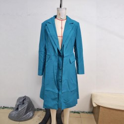 Fashionable casual lapel, solid color, pocket button, long-sleeved top, two-piece women's clothing wholesale.