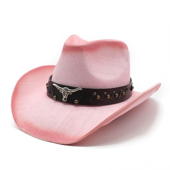 Western cowboy hat, spring and summer, horseback riding, beach, and vacation hat, hard straw hat for sun protection Western cowboy hat, spring and summer, horseback riding, beach, and vacation hat, hard straw hat for sun protection