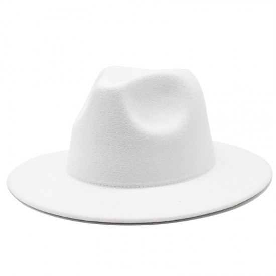 AliExpress Amazon eBay single-color plate men's and women's simple woolen hats with flat brims and wide brims.