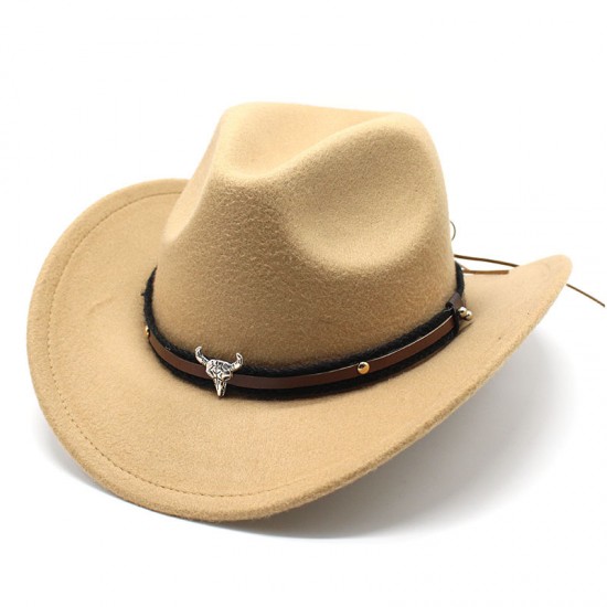 Metallic Bull Head Logo Western Cowboy Hats, Cross-Border Hot Selling Autumn and Winter Wool Jazz Hats, Men's and Women's Felt Hats Metallic Bull Head Logo Western Cowboy Hats, Cross-Border Hot Selling Autumn and Winter Wool Jazz Hats, Men's and Women's Felt Hats