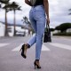 2025 Spring Amazon Factory-Shop European and American Stretch Ripped Women's Straight-Leg Skinny Hip-Lifting Fashion Jeans