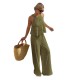 Spring and summer new style ruffled off-the-shoulder halter neck sleeveless shirt for women, fashionable elastic waist casual wide-leg pants set Spring and summer new style ruffled off-the-shoulder halter neck sleeveless shirt for women, fashionable elastic waist casual wide-leg pants set