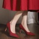 Thick-heeled square-toed brown closed-toed sandals for women, 2023 summer shallow-cut European and American slingback high-heeled sandals.