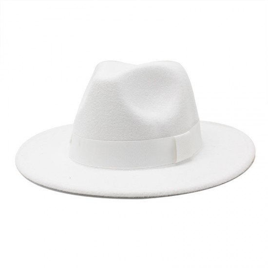 New autumn and winter wide-brim hats for men and women, Korean-style fashionable woolen jazz hat, British-style topper CMN047