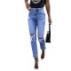 2025 Spring Amazon Factory-Shop European and American Stretch Ripped Women's Straight-Leg Skinny Hip-Lifting Fashion Jeans
