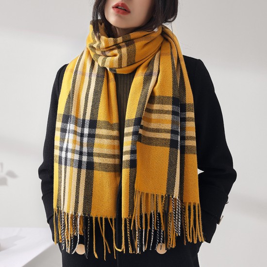New autumn and winter warm shawls for women, Japanese and Korean sweet faux cashmere scarves, mid-length plaid scarves for wholesale.