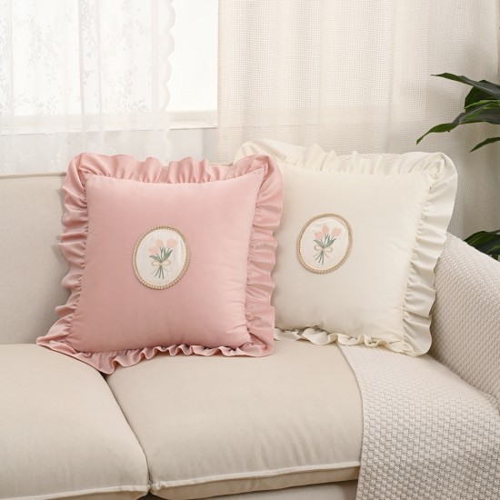 Cross-border Nordic ins retro tulip bouquet ruffled skirt pillow Home Decor: Sofa, Living Room, Bed Cross-border Nordic ins retro tulip bouquet ruffled skirt pillow Home Decor: Sofa, Living Room, Bed