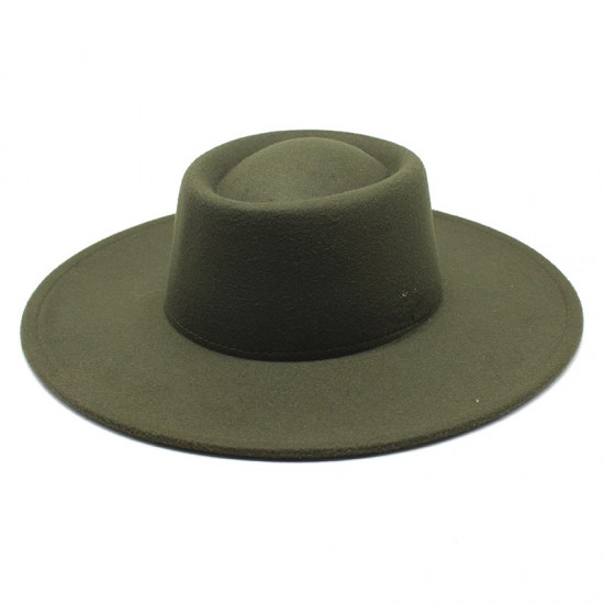New cross-border autumn and winter woolen 9.5cm wide-brim jazz hat for men and women, with a convex and concave ring-shaped top hat New cross-border autumn and winter woolen 9.5cm wide-brim jazz hat for men and women, with a convex and concave ring-shaped top hat