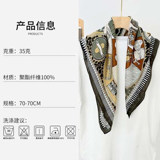 Fashionable retro European and American cross-border design printed square scarf, a new arrival, a stylish women's elegant square scarf wholesale Fashionable retro European and American cross-border design printed square scarf, a new arrival, a stylish women's elegant square scarf wholesale