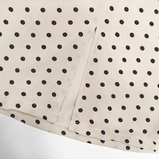European and American summer hot-selling polka-dot midi skirt for women, cross-border trade, elegant apricot-colored slimming slit commuter skirt European and American summer hot-selling polka-dot midi skirt for women, cross-border trade, elegant apricot-colored slimming slit commuter skirt