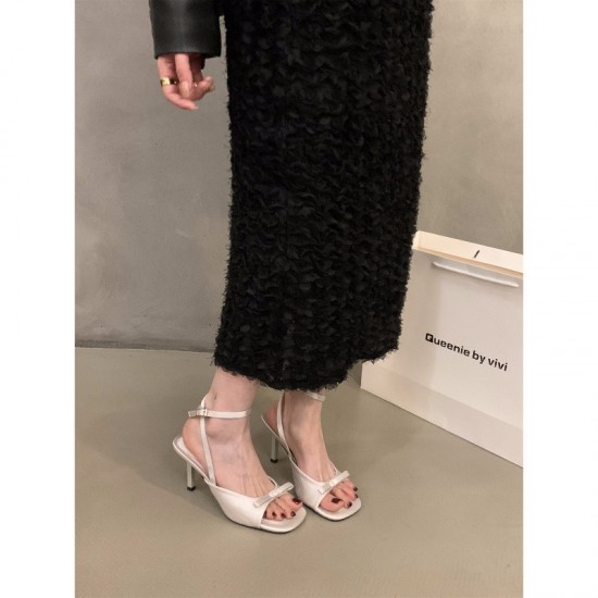 French-style black satin high-heeled sandals, fairy shoes (2024 new style, summer style, with elegant thin-strap Roman shoes) French-style black satin high-heeled sandals, fairy shoes (2024 new style, summer style, with elegant thin-strap Roman shoes)