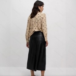 Fashionable polka-dot shirt for women, 2025 summer new European and American style, elegant commuter design, loose-fitting button-down long-sleeved top.