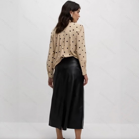 Fashionable polka-dot shirt for women, 2025 summer new European and American style, elegant commuter design, loose-fitting button-down long-sleeved top.