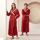 Autumn and Winter Thickened Baby Fleece Couples' Nightgowns for Women, Extra-Long Pineapple Plaid Flannel Bathrobes for Men, Plus-Size