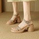 Waterproof nude high heels for women, 2025 new style, retro square-toed, open-toed sandals. Waterproof nude high heels for women, 2025 new style, retro square-toed, open-toed sandals.
