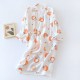 Women's cotton double-layer gauze pajamas, round neck, long sleeves, thin, spring, summer, and autumn, loose, thin loungewear set.