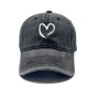 Cross-border new style cotton washed distressed heart baseball cap for men and women, outdoor personalized cartoon heart baseball cap