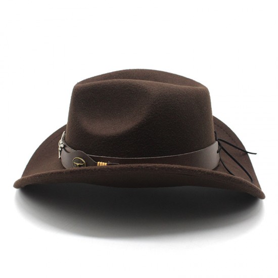 Amazon's best-selling topper, ethnic-style cowboy logo western cowboy hat, rolled brim, retro riding hat, woolen felt hat