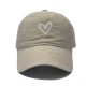 Heart heart retro casual washed distressed baseball cap for women, 2025 new summer burgundy wide-brim sun visor baseball cap