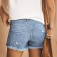 Ripped denim shorts for women, European and American cross-border summer new high-waisted A-line slimming, washed, raw-edged, stylish hot pants
