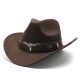 Amazon's best-selling topper, ethnic-style cowboy logo western cowboy hat, rolled brim, retro riding hat, woolen felt hat