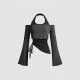 Cross-border European and American women's long-sleeved T-shirts. Contrast-color two-piece halter neck sweater, slimming and hot girl top.