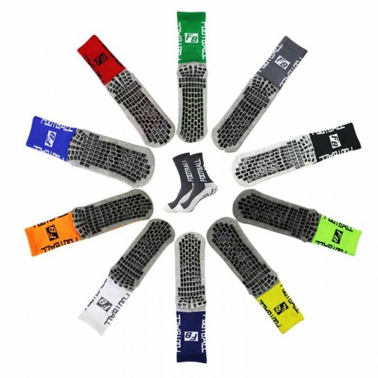 Soccer socks, rubberized non-slip soccer socks, terry-soled non-slip rubberized soccer socks, outdoor sports socks, cycling socks.
