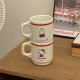 Homemade niche, minimalist blue line puppy mug with flip-top, contrasting color, couple's coffee cup and water cup, 270ml.