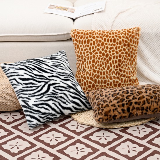 Fantastic Animals zebra, giraffe, and leopard print plush cushions for living room sofas, bedside bay windows, and decorative pillow covers