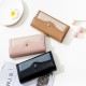 Factory wholesale women's long wallet, 2022 new Japanese and Korean soft PU leather, stylish, simple, buckle, clutch, tri-fold bag Factory wholesale women's long wallet, 2022 new Japanese and Korean soft PU leather, stylish, simple, buckle, clutch, tri-fold bag