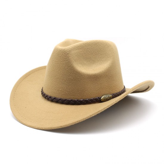 New American Western cowboy hat, men's riding hat, outdoor travel equestrian hat, curved brim woolen hat.