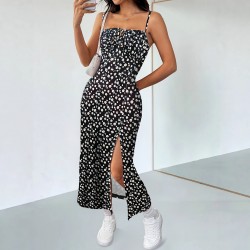 New Summer and Autumn 2025 Niche Elegant Slim Fit Long Skirt: French Hottie Retro Floral Slipper Dress