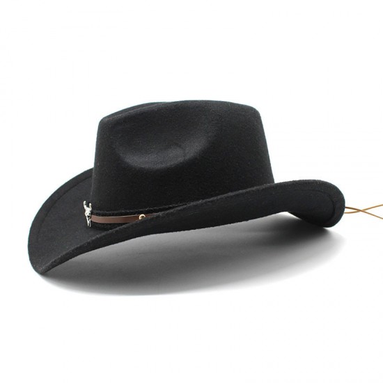 Metallic Bull Head Logo Western Cowboy Hats, Cross-Border Hot Selling Autumn and Winter Wool Jazz Hats, Men's and Women's Felt Hats Metallic Bull Head Logo Western Cowboy Hats, Cross-Border Hot Selling Autumn and Winter Wool Jazz Hats, Men's and Women's Felt Hats